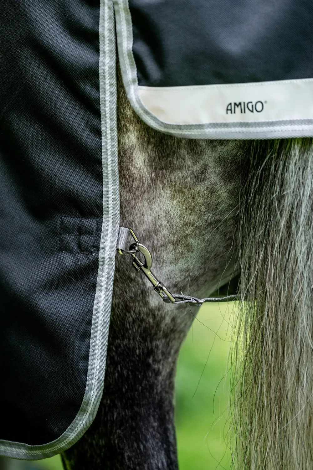 Horseware Hästtäcken & Flughuvor|Horseware-Amigo Regntäcke 1200D Plus 100g Svart/Titan Grey