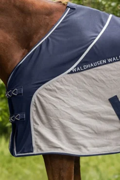 Waldhausen Hästtäcken & Flughuvor|Flugskydd-Cooler Flugtäcke Navy/Grey