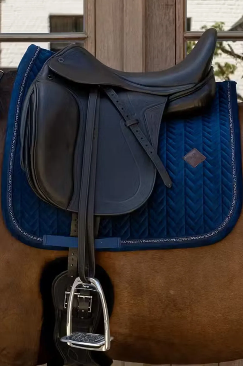 Kentucky Horsewear Kentucky Horsewear|Schabrak & Huvor-Dressyrschabrak Velvet Mini Pearls Navy