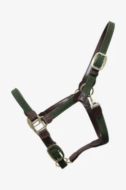 Kentucky Horsewear Kentucky Horsewear|Grimmor & Grimskaft-Flätad Nylon Lädergrimma Olivgrön