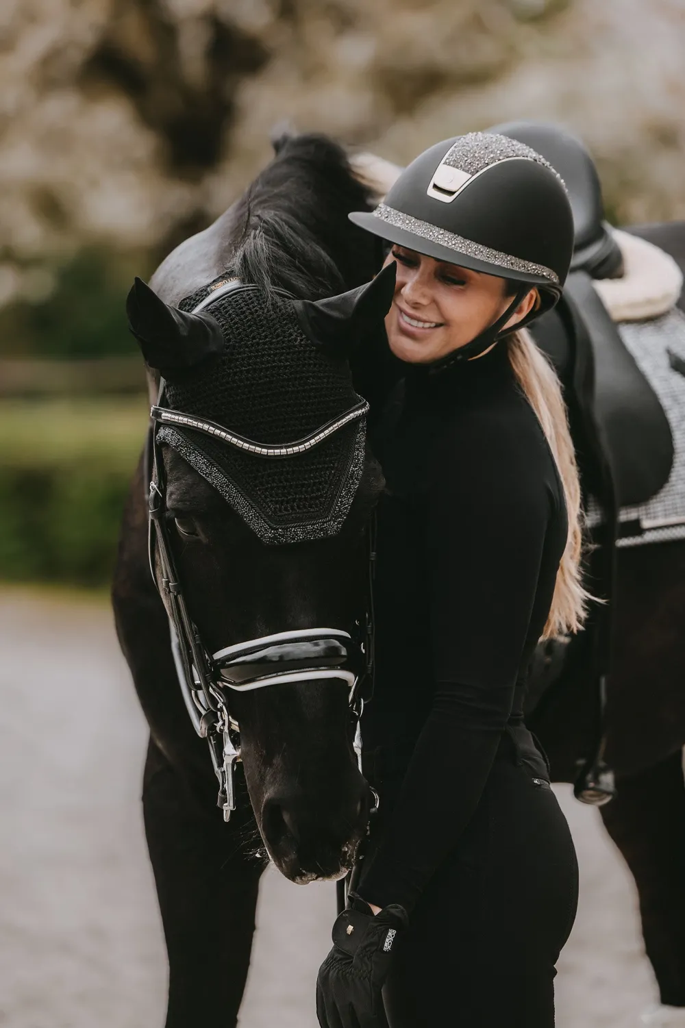 Kentucky Horsewear Kentucky Horsewear|Schabrak & Huvor-Glitter Stone Set Svart