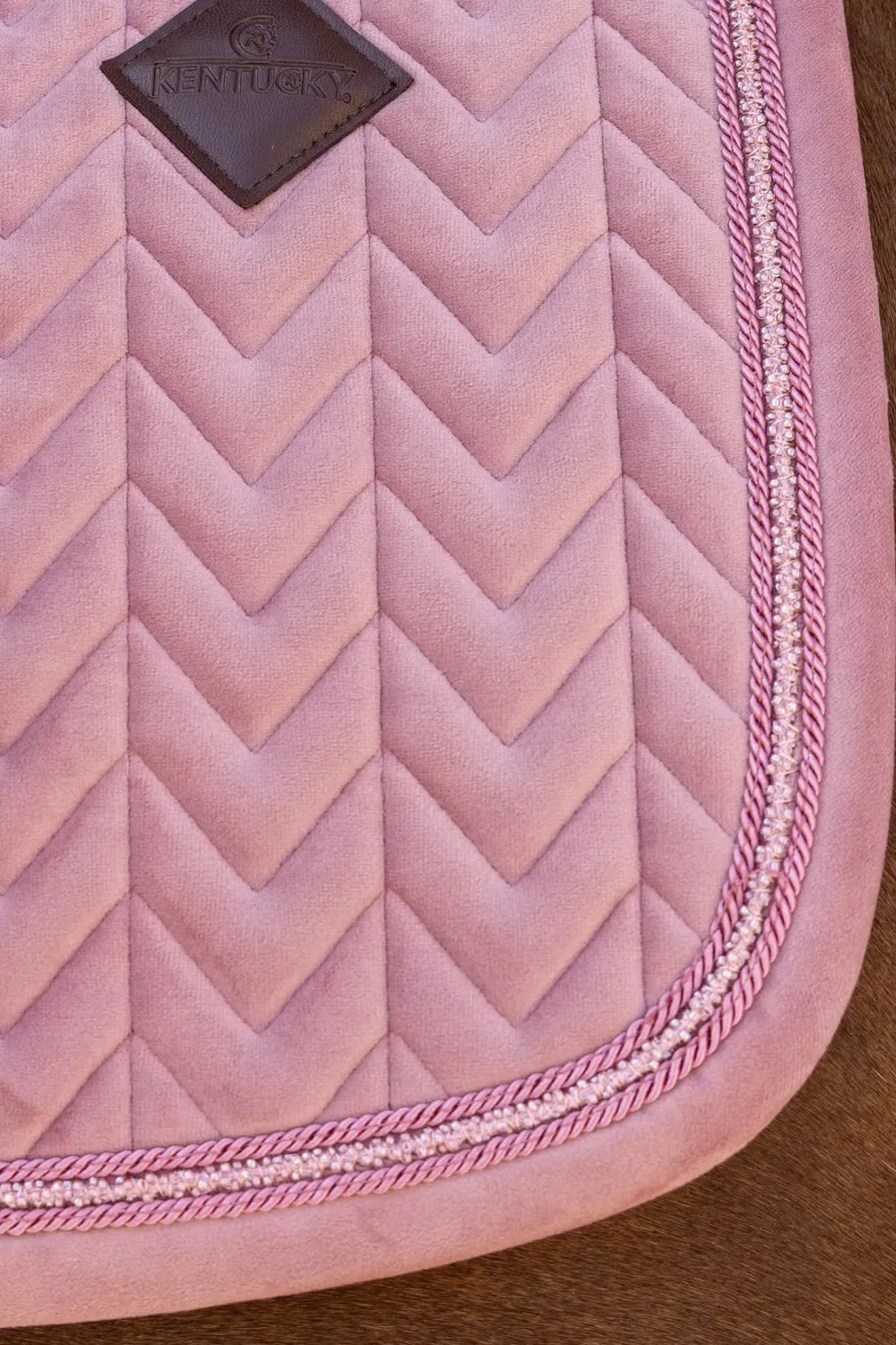 Kentucky Horsewear Kentucky Horsewear|Schabrak & Huvor-Hoppschabrak Velvet Mini Pearls Old Rose