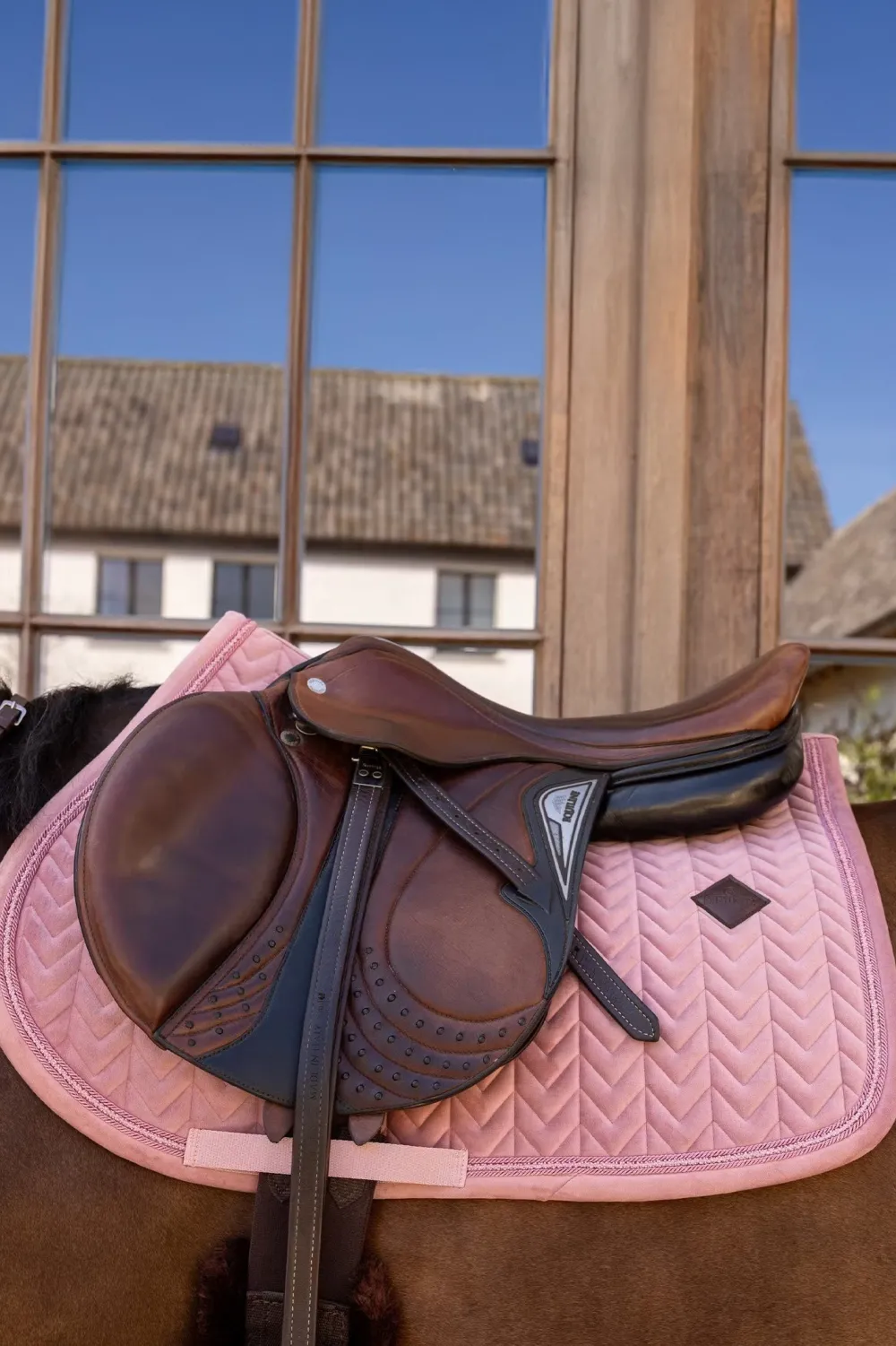 Kentucky Horsewear Kentucky Horsewear|Schabrak & Huvor-Hoppschabrak Velvet Mini Pearls Old Rose