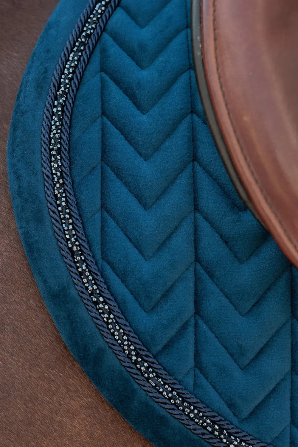 Kentucky Horsewear Kentucky Horsewear|Schabrak & Huvor-Hoppschabrak Velvet Mini Pearls Navy