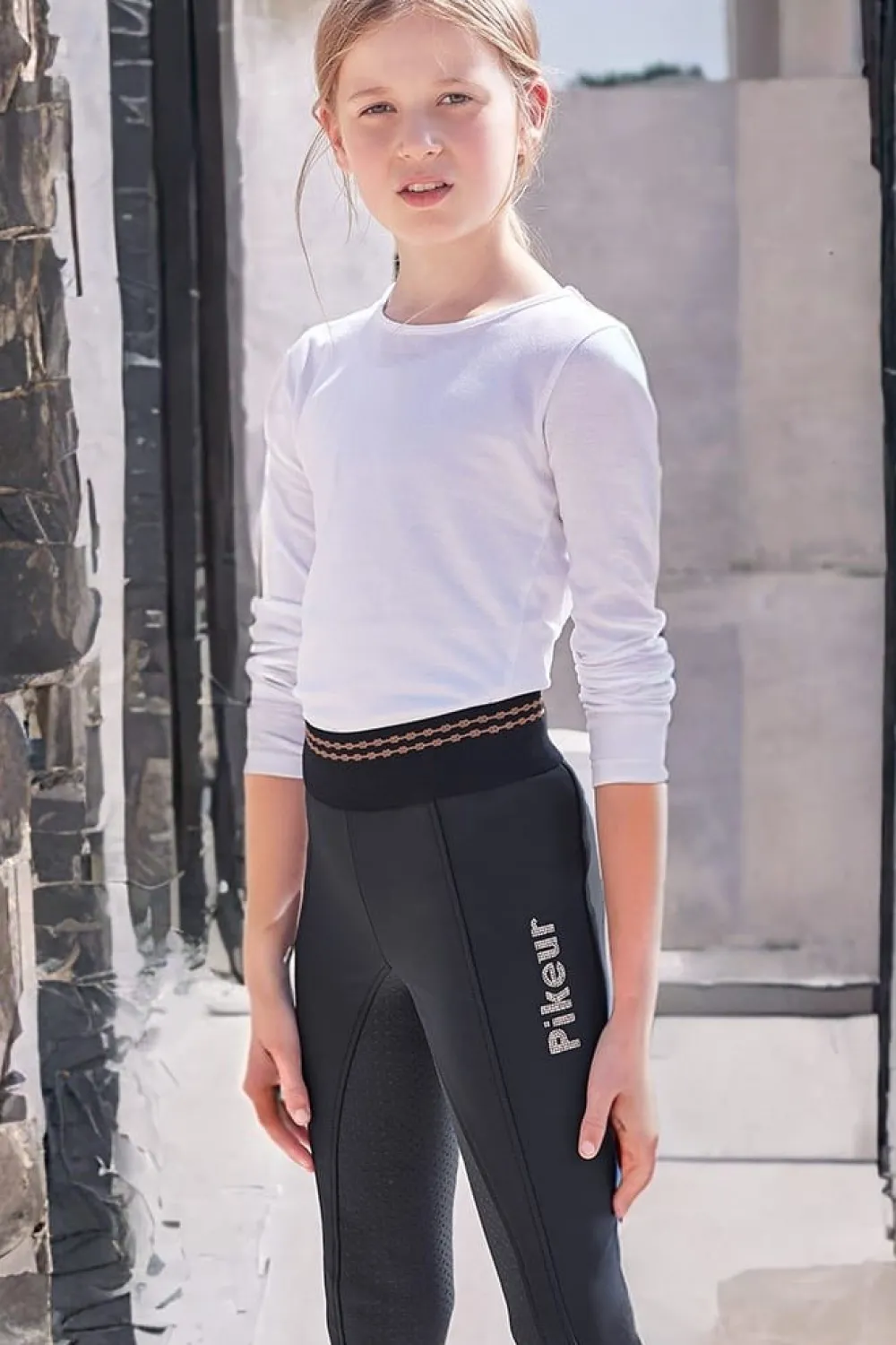 Barn Pikeur Ridbyxor & Tights|Pikeur-Ida Tights Junior Black Olive