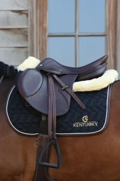 Kentucky Horsewear Schabrak & Huvor-Logo Hoppschabrak Navy/Vit/Brun