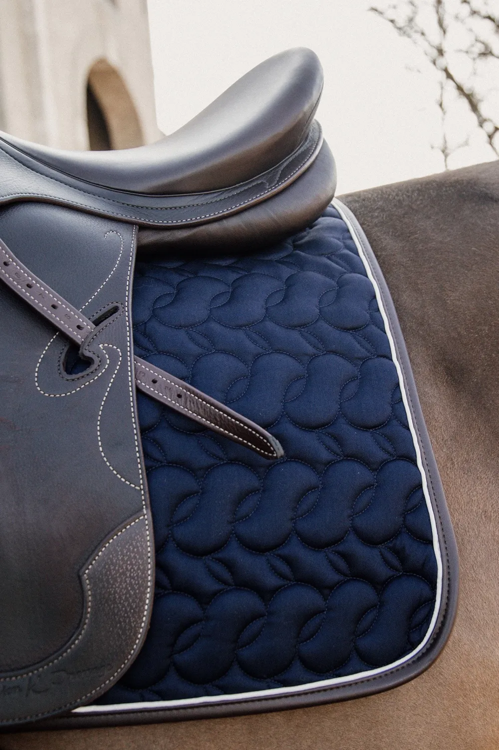 Kentucky Horsewear Kentucky Horsewear|Schabrak & Huvor-No Logo Schabrak Navy/Vit/Brun
