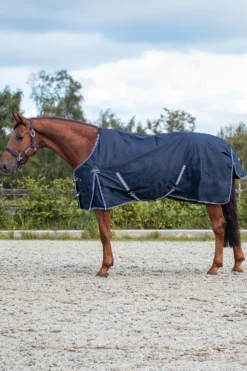 QHP Qhp|Hästtäcken & Flughuvor-Regntäcke Luxury 100gr Navy