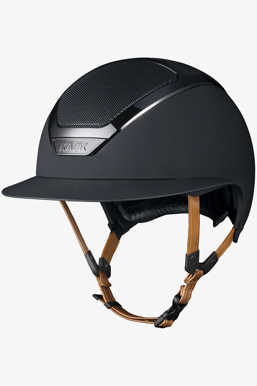 Kask Kask|Ridhjälmar-Ridhjälm Star Lady Chrome Svart Leather Chinstrap Brun